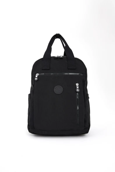 Unisex Suya Dayanıklı Krinkıl Kumaş Çok Gözlü Siyah Laptop Okul Ve Sırt Çantası ürün görseli 1