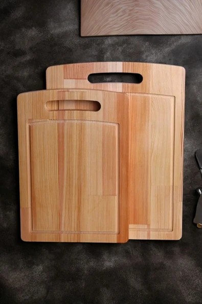Akkoyunlu home 2'li Ahşap Kesim Tahtası Kesim Panosu Büyük(34x24),Küçük(30x19)cm ürün görseli 1
