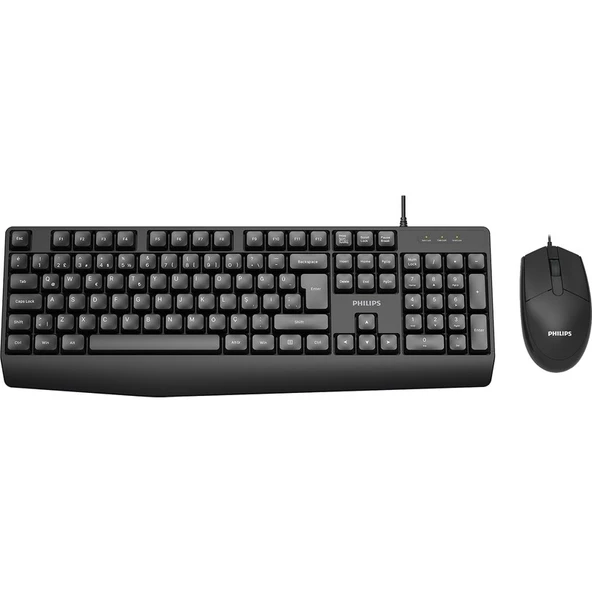 Philips SPT6237 Kablolu Türkçe Q Klavye ve Mouse Seti Siyah ürün görseli 1
