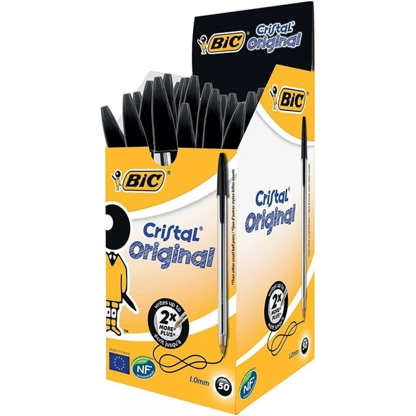BİC CRİSTAL MEDİUM TÜKENMEZ KALEM SİYAH 50 Lİ ürün görseli 1