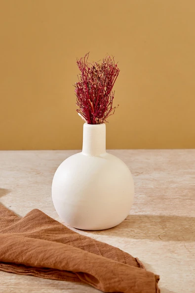 Akkoyunlu home Top Modern Dekoratif Pinterest Vazo Seramik Şık Dekorasyon Çiçeklik Vazo(Beyaz-13cm) ürün görseli 1