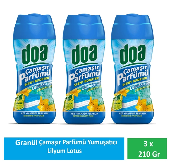 Doa Granül Çamaşır Parfümü & Çamaşır Yumuşatıcı Lilyum & Lotus 3 x 210 Gr ürün görseli 1