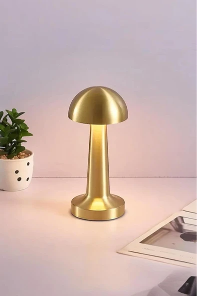 Akkoyunlu home Gold Başucu,Masa Lambası Çelik Dokunmatik 3 Işık Modelli Masa Lambası Şarj Edilebilir ürün görseli 1