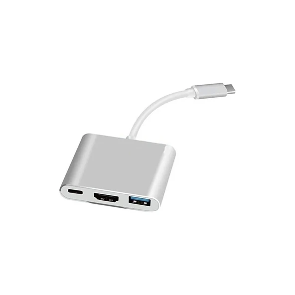 TAPLIN Type-C To Hdtv 3 In 1 Adapter – 4K HDMI + USB 3.0 + Type-C Pd Dönüştürücü Hub ürün görseli 1