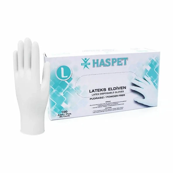 Has-Pet Latex Pudralı Eldiven L Beden - Resim 3