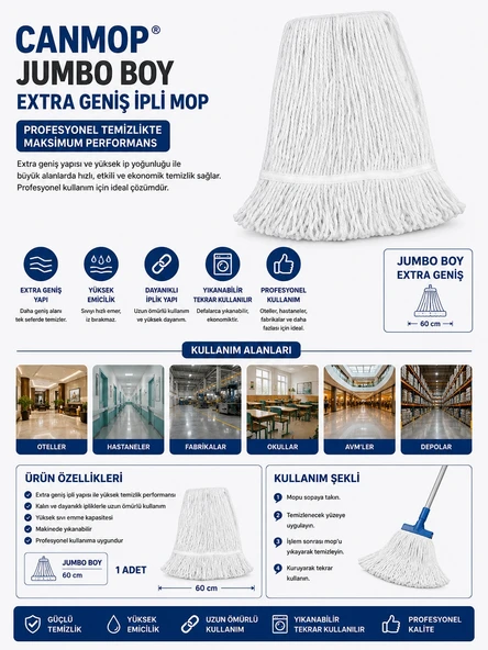 Canmop Jumbo Boy Extra Geniş İpli Mop ürün görseli 1