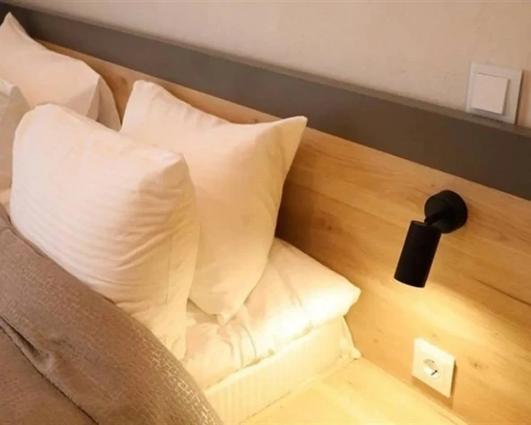 RİOLİGHT MODERN2 MAFSALLI2 HAREKETLİ BAŞLIK2 SİYAH YATAK BAŞI SPOT LED APLİK (AMPUL DAHİL) ürün görseli 1