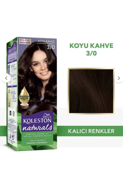 Wella Koleston Saç Boyası Naturals 3/0 Koyu Kahve ürün görseli 1