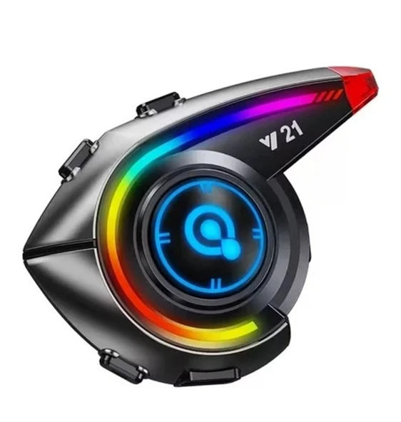 Y21 Rgb Işık Efektli İntercom Bluetooth Motosiklet Kask Kulaklığı İntercom Kulaklık ürün görseli 1