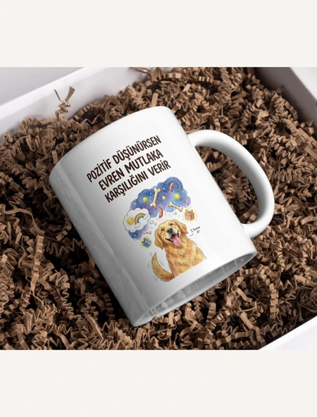 "Evren Mutlaka Karşılığını Verir" Golden Retriever Kupa ürün görseli 1