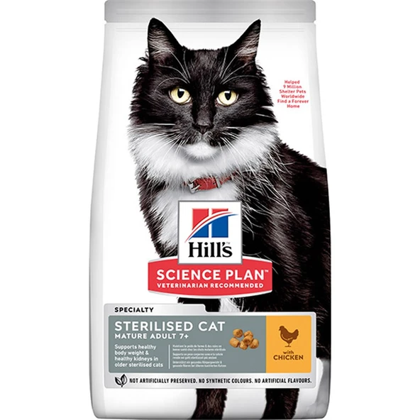Hills SP Sterilised +7 Tavuklu Yaşlı Kısırlaştırılmış Kedi Maması 1,5 Kg ürün görseli 1