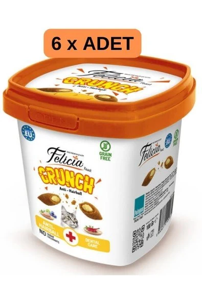 Felicia Crunch Anti Hairball Tahılsız Kedi Ödül Maması 100Gr X 6 Adet ürün görseli 1