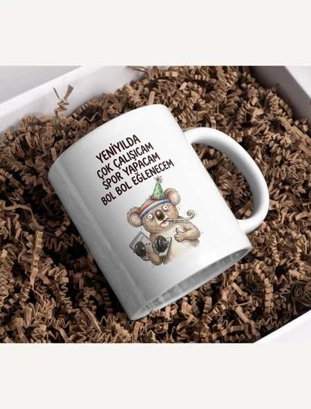 "Yeni Yılda Çok Çalışıcam Spor Yapacam" Koala Kupa ürün görseli 1