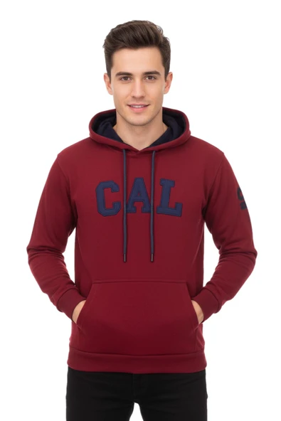 Erkek Bordo Kapüşonlu Sweatshirt Cal BGL-ST02286 ürün görseli 1