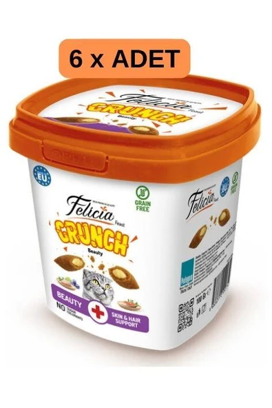 Felicia Crunch Beauty Tahılsız Kedi Ödül Maması 100Gr X 6 Adet ürün görseli 1