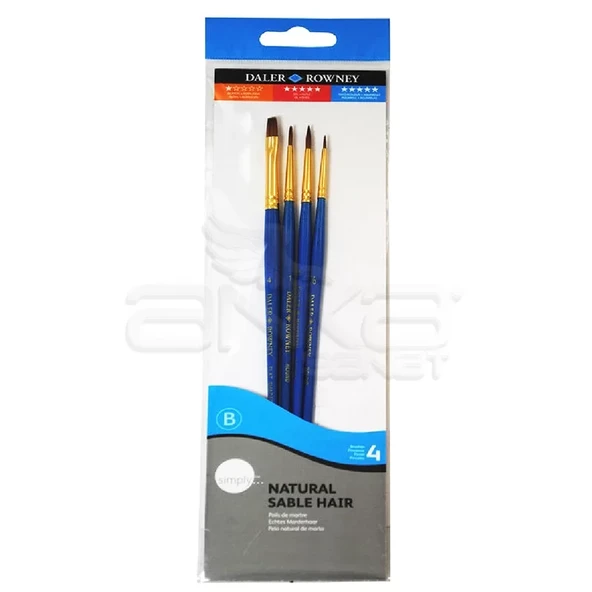 Daler Rowney Simply Natural Hair 4lü Fırça Seti Kod:401 ürün görseli 1
