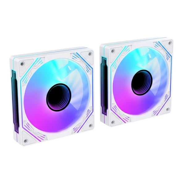 NG-A120W 2 Adet Infinity Mirror ARGB PWM Kasa Fanı Beyaz ürün görseli 1