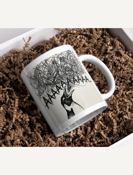 "Zihinsel Karmaşa" Motto Yazılı Beyaz Seramik Kupa ürün görseli 1