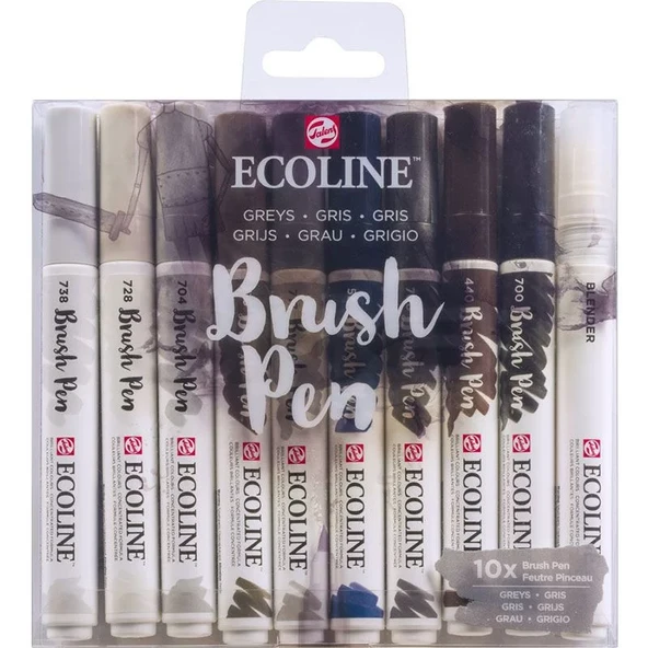 Talens Ecoline Brush Pen 10lu Set Gri Renkler 9805 ürün görseli 1