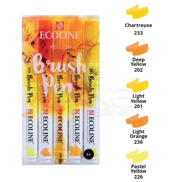 Talens Ecoline Brush Pen 5li Set Sarı Tonlar ürün görseli 1