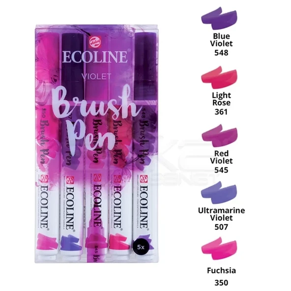 Talens Ecoline Brush Pen 5li Set Mor Tonlar ürün görseli 1