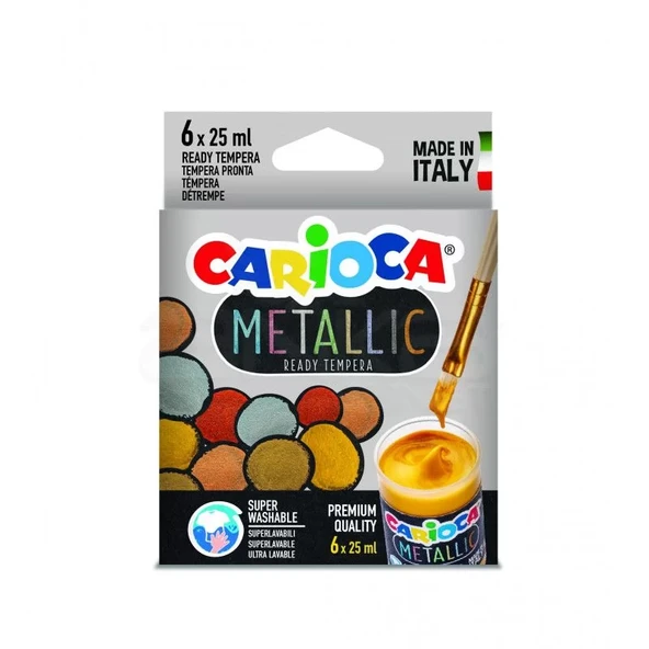 Carioca Metallic Ready Tempera Süper Yıkanabilir Parmak Boyası 6x25ml KO026 ürün görseli 1