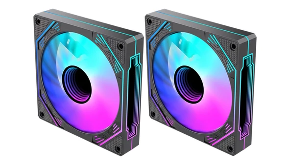 NG-A120B 2 Adet Infinity Mirror ARGB PWM Kasa Fanı ürün görseli 1