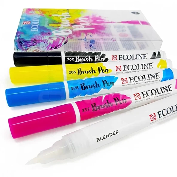 Talens Ecoline Brush Pen 5li Set Ana Renkler - Resim 2