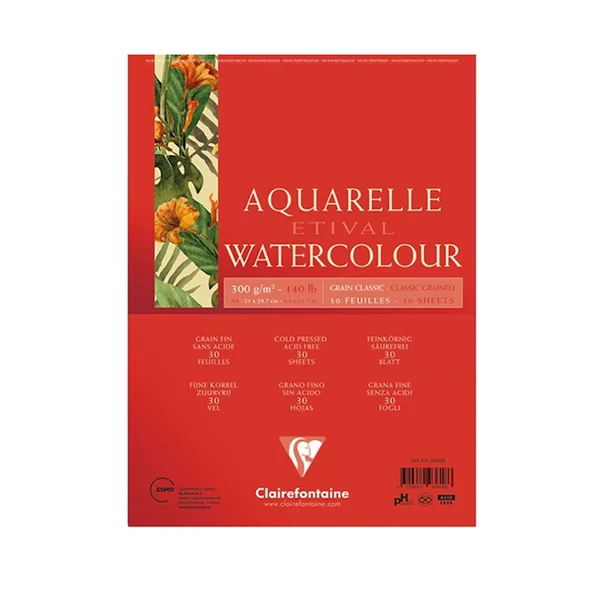 Clairefontaine Etival Grain Classic Yapışkanlı Sulu Boya Blok 30 Yaprak 300g A4 ürün görseli 1