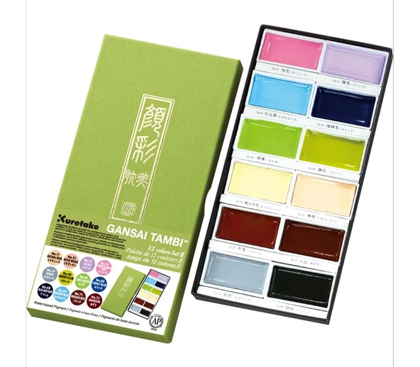 Kuretake Gansai Tambi Sulu Boya Seti 12 Renk Pastel ürün görseli 1