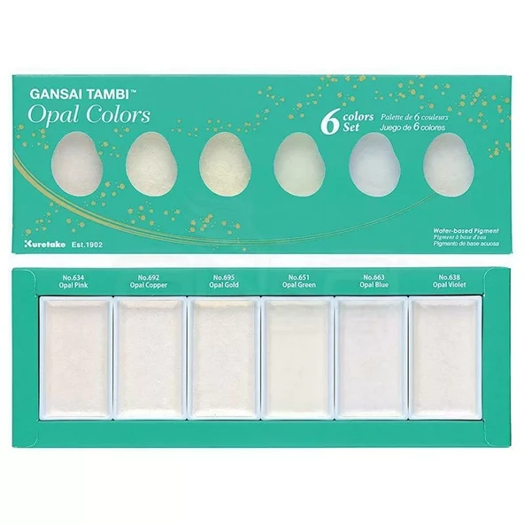 Zig Kuretake Gansai Tambi Sulu Boya Seti 6lı Opal Colors ürün görseli 1