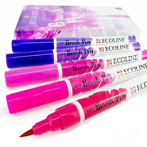 Talens Ecoline Brush Pen 5li Set Mor Tonlar - Resim 2
