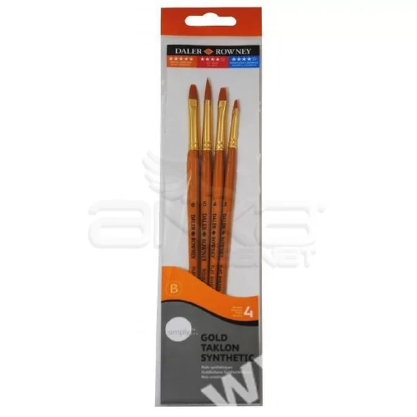 Daler Rowney Simply Gold Taklon Synthetic 4lü Fırça Seti Kod:403 ürün görseli 1
