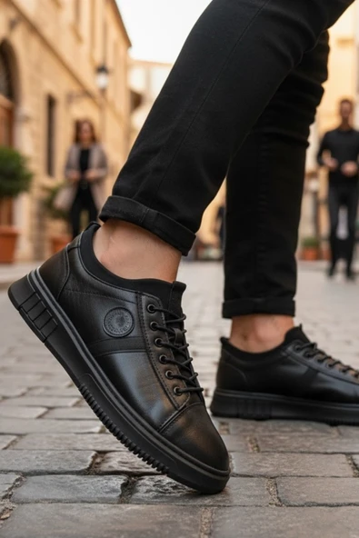 Enoch Hakiki Deri Arma Detaylı Erkek Sneaker Ayakkabı Ortopedik Taban ürün görseli 1