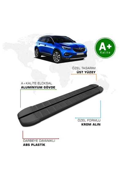 Opel Grandland X Yan Basamak 2017 – 2024 Model S-Line Siyah ürün görseli 1