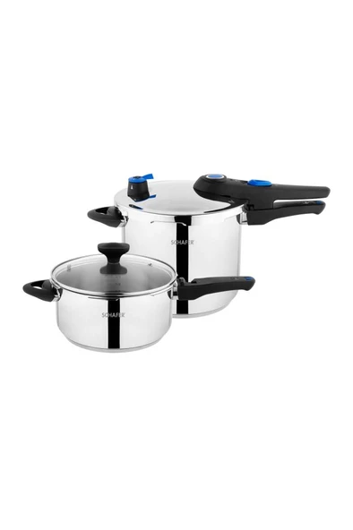 Schafer Gusto Chef 4 lt +7 lt Düdüklü Tencere Seti - Resim 4