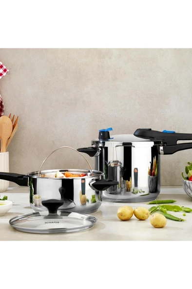 Schafer Gusto Chef 4 lt +7 lt Düdüklü Tencere Seti - Resim 2