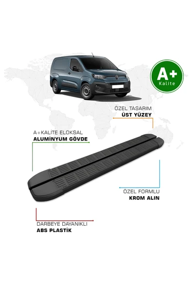 Citroen Berlingo Panelvan Yan Basamak Uzun Şasi 2024 Model ve Sonrası S-Line Siyah ürün görseli 1