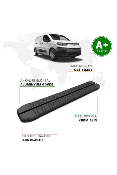 Fiat Doblo Panelvan Yan Basamak Uzun Şasi 2023 Model ve Sonrası S-Line Siyah ürün görseli 1