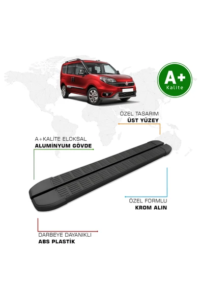 Fiat Doblo Yan Basamak 2010 – 2022 Model S-Line Siyah ürün görseli 1