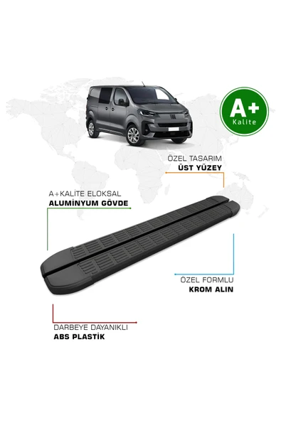 Fiat Scudo Yan Basamak Kısa Şasi 2022 Model ve Sonrası S-Line Siyah ürün görseli 1