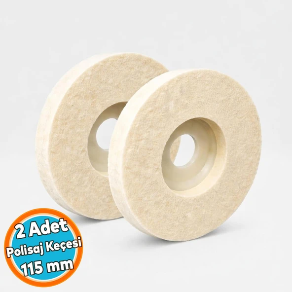 (2 Adet) Sert Plastik Tabanlı Polisaj Matkap Keçesi Parlatma Araba Çizik Giderme Pasta Cila 115 mm ürün görseli 1