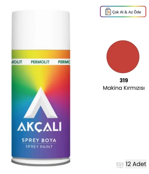 Akçalı Makine Kırmızısı 319 Sprey Boya 400 Ml (12 Adet) ürün görseli 1