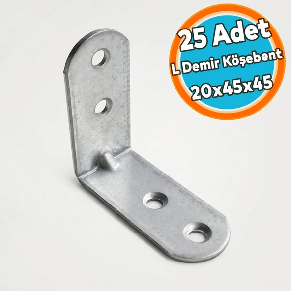 (25 Adet) L Demir Gönye Yuvarlak Başlı 20x45x45 mm Metal Köşe Birleştirme Montaj Sabitleme Aparatı ürün görseli 1