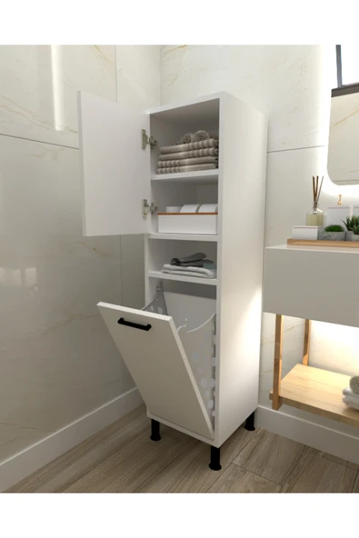 Home Mobiga Linda Kirli Sepetli Çok Amaçlı Banyo Dolabı ürün görseli 1