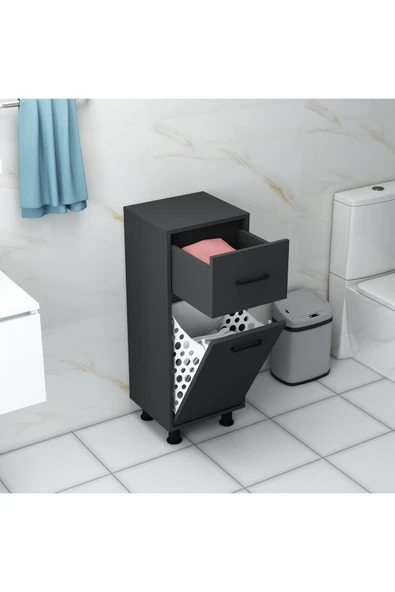 Mobiga Sorty Çamaşır Sepetli Çekmeceli Banyo Dolabı ürün görseli 1