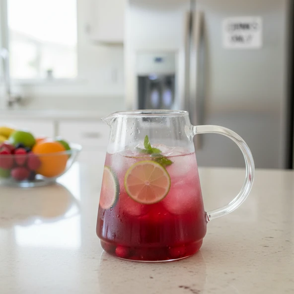 Crystal Clear Modern Cam Sürahi - Buzlu Çay ve Detoks Sürahisi ürün görseli 1