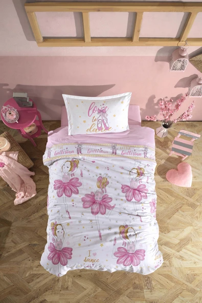 Clasy Ranforce Nevresim Takımı Tek Kişilik Ballerina V1 Pembe ürün görseli 1