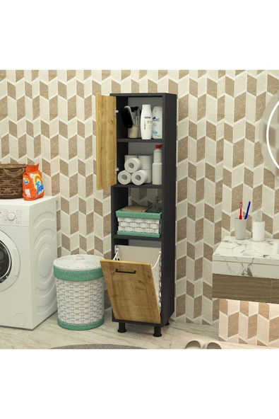 Mobiga Efsa Çamaşır Kirli Sepetli Banyo Dolabı ürün görseli 1