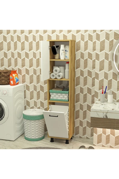 Mobiga Efsa Çamaşır Kirli Sepetli Banyo Dolabı ürün görseli 1